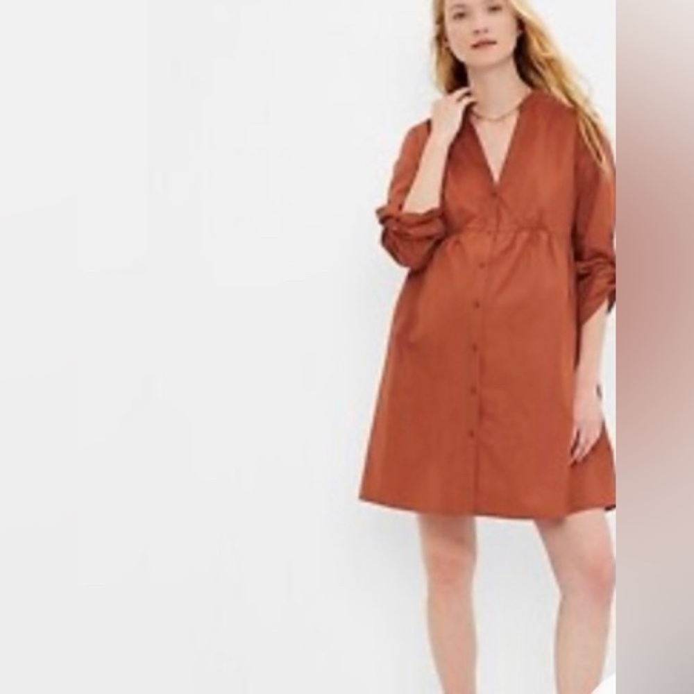 GAP Rust-Orange Button-Front Mini Dress